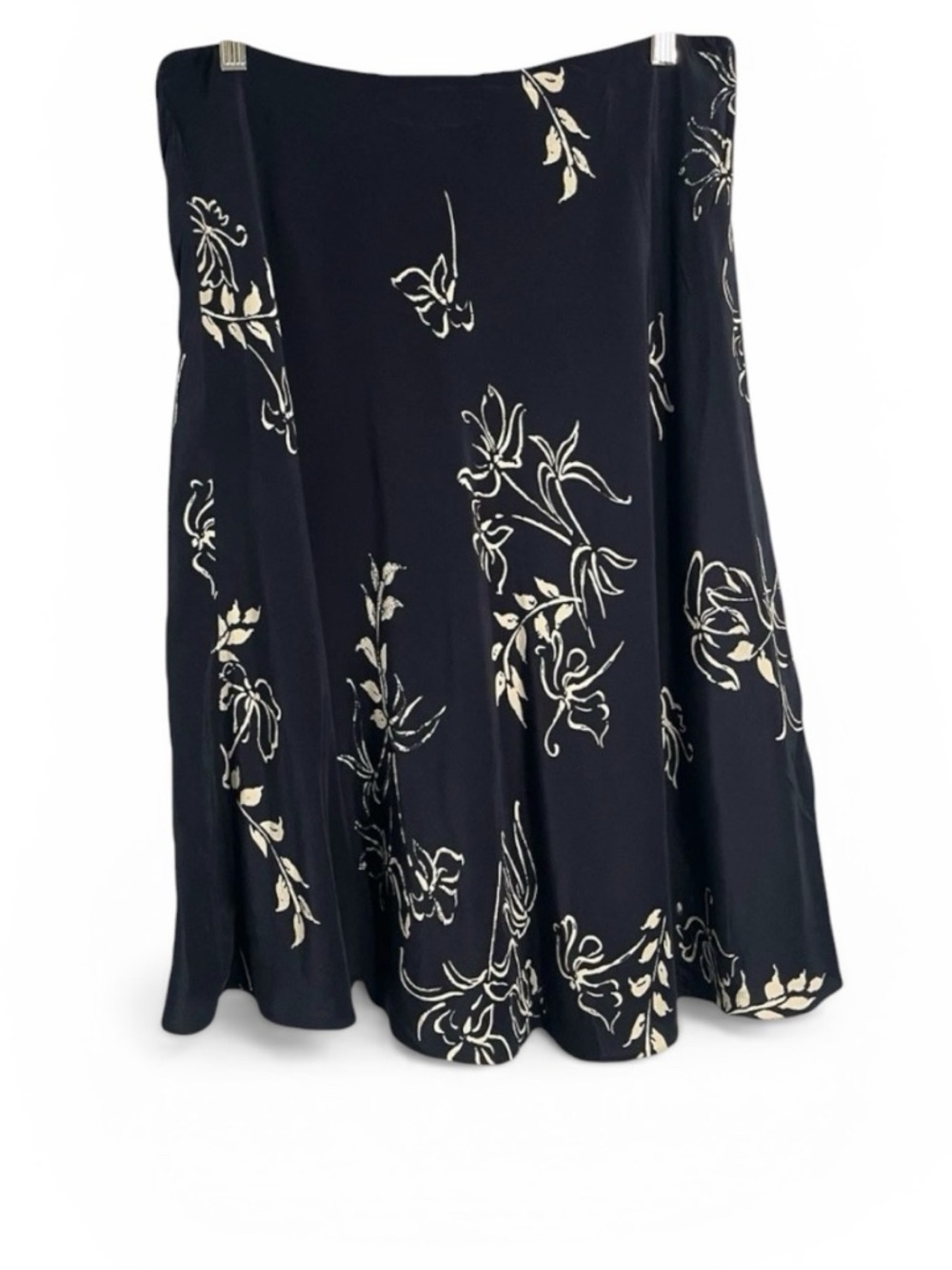 Lauren Ralph Lauren Women Floral Print Lined Silk Skirt Navy Size 1X Pull-on